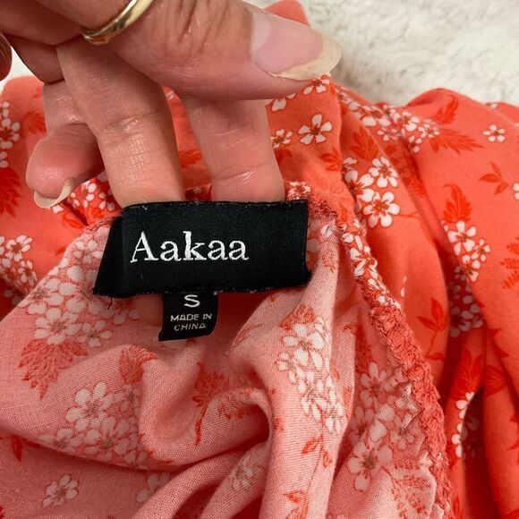 Aakaa Womens Orange Floral Print Square Strapless Cropped Boho Jumpsuit S - Picture 11 of 11